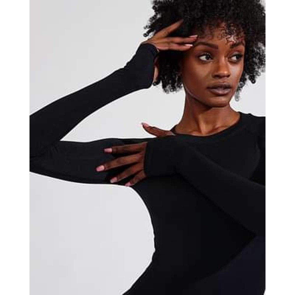 Buffbunny Synergy Long Sleeve Cutout Back Seamless Workout Top Black Size XS